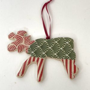 Red and Green Moose Ornament